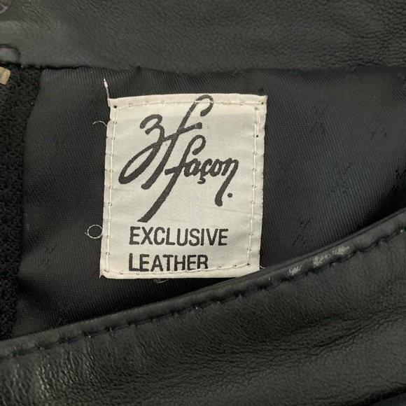 VINTAGE LEATHER SKIRTwith  BACK SLITS Buttons on Front Zipper Elastic Waist Sz 8 - Picture 6 of 13